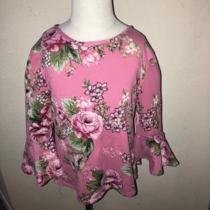 Dark pink shirt with flowers and long sleeves